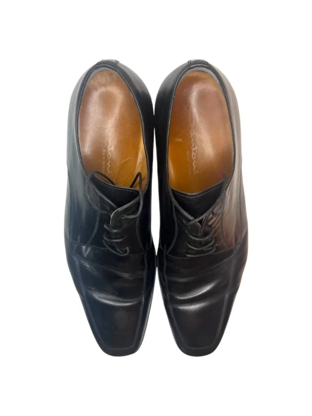 $700 Santoni Italian Leather Dress Shoes 8.5 Prichard Apron Toe Derby Oxford